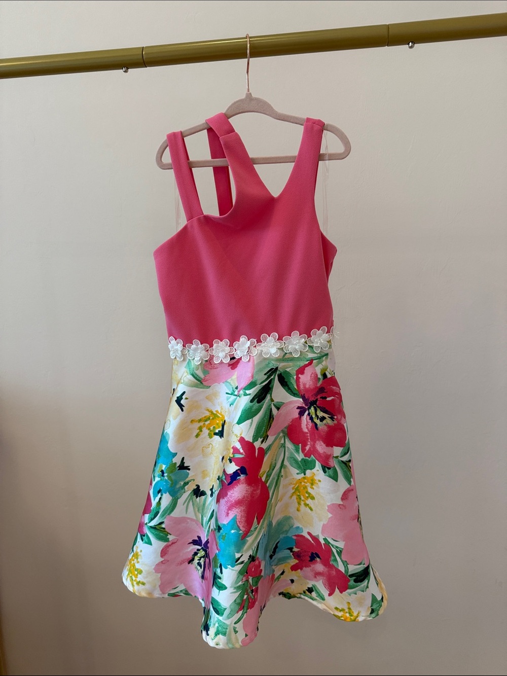 Xtraordinary Hot Pink Floral A-Line Party Dress